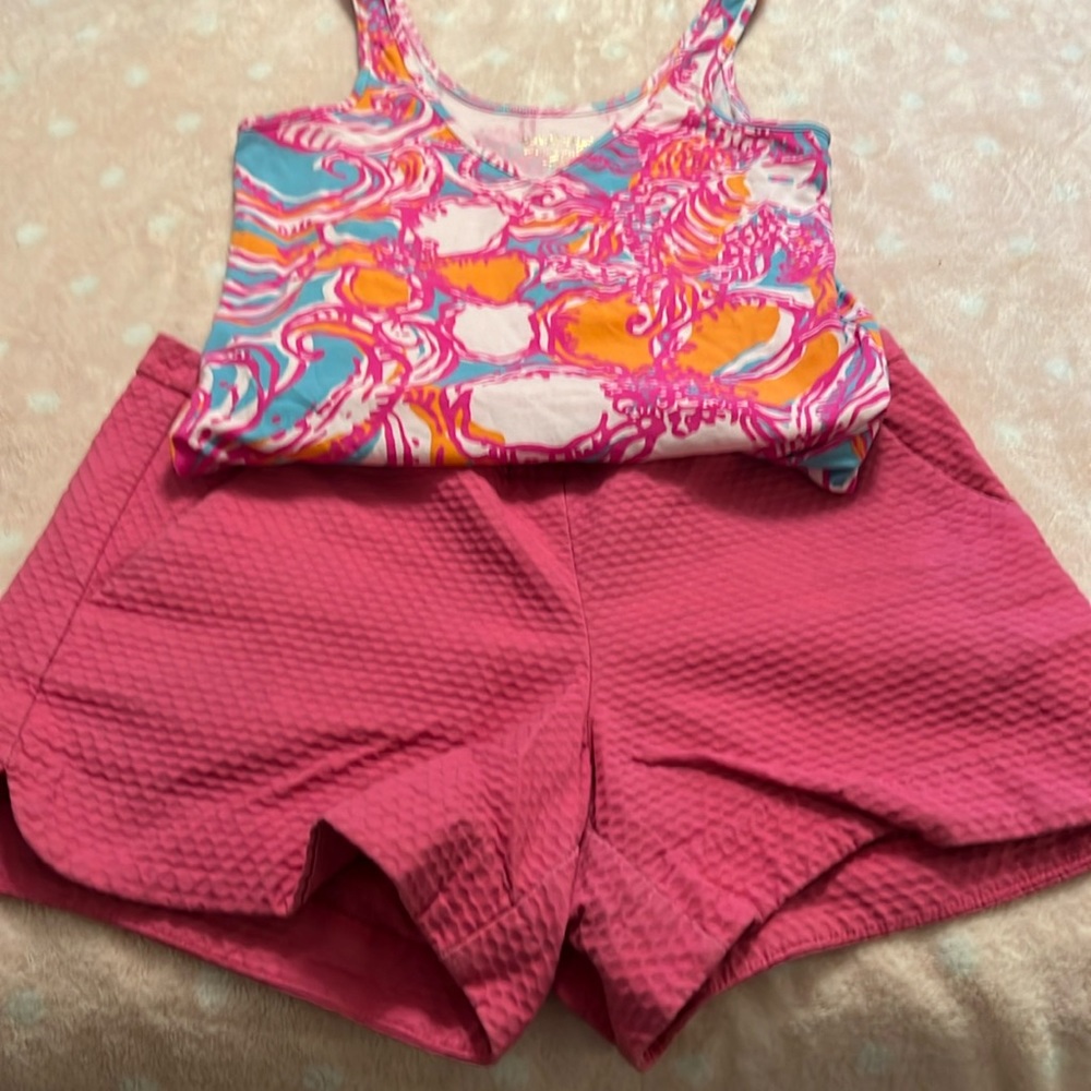 Lilly Pulitzer Adie Hot Pink 100% Cotton Shorts